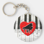 I Love Piano Keychains