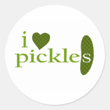 I Love Pickles Round Stickers