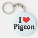 I Love Pigeon Keychain