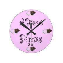 I Love Piggies Wall Clock