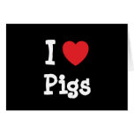 I love Pigs heart custom personalized Cards