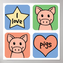 I Love Pigs Print