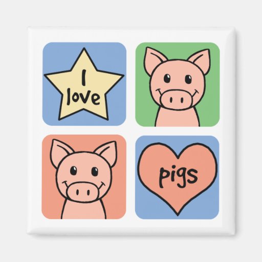 I Love Pigs Refrigerator Magnets