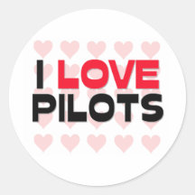 I LOVE PILOTS ROUND STICKERS