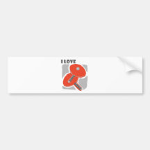 I Love Ping Pong Wild Red Paddles Bumper Stickers