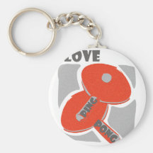 I Love Ping Pong Wild Red Paddles Keychain