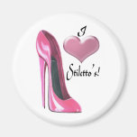 I love Pink High Heel Stiletto Shoe Art Refrigerator Magnet