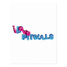 I Love Pitbulls in 3D Post Card