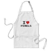 I love pixels pixelated heart retro 8bit gamer aprons