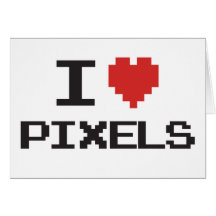 I love pixels pixelated heart retro 8bit gamer greeting cards