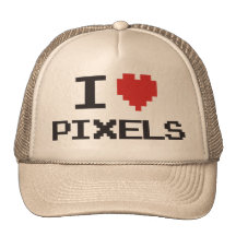 I love pixels pixelated heart retro 8bit gamer trucker hats