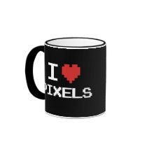 I love pixels pixelated heart retro 8bit gamer mug