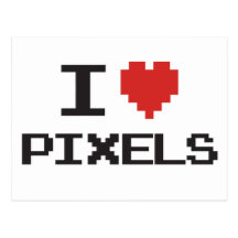 I love pixels pixelated heart retro 8bit gamer post card