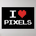 I love pixels pixelated heart retro 8bit gamer posters