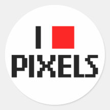 I Love Pixels Round Stickers