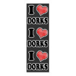 I Love (Plaid Heart) Dorks Bookmark Business Card Templates