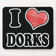 I Love (Plaid Heart) Dorks Mousepad