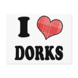 I Love (Plaid Heart) Dorks Postcard