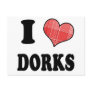 I Love (Plaid Heart) Dorks Postcard