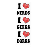 I Love (Plaid Heart) Nerds, Geeks, Dorks Bookmark business cards