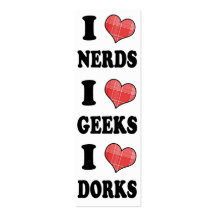 I Love (Plaid Heart) Nerds, Geeks, Dorks Bookmark Business Card