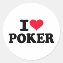 I love Poker Round Sticker