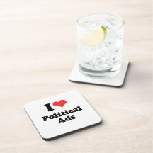 I LOVE POLITICAL ADS - .png Coasters