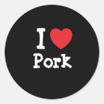 I love Pork heart T-Shirt Round Sticker