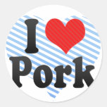 I Love Pork Round Sticker