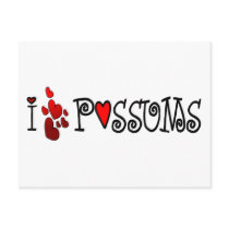 I Love Possums Hearts Post Cards