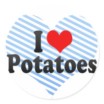 I Love Potatoes Round Stickers