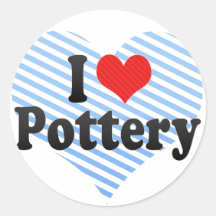 I Love Pottery Round Stickers