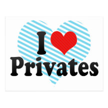 I Love Privates Postcards