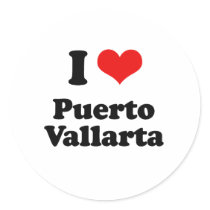 I Love Puerto Vallarta Tshirt Round Stickers