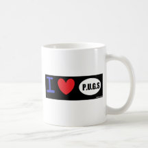 I LOVE PUG COFFEE MUGS
