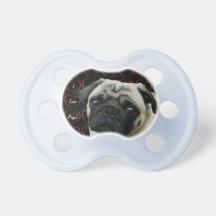 I Love Pugs with Hearts Baby Pacifier