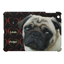 I Love Pugs with Hearts iPad Mini Cover