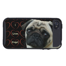 I Love Pugs with Hearts iPhone 4/4S Case