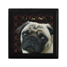 I Love Pugs with Hearts Keepsake Boxes