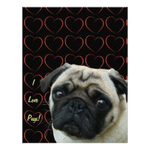 I Love Pugs with Hearts Letterhead
