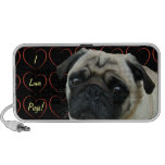I Love Pugs with Hearts Notebook Speakers