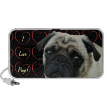 I Love Pugs with Hearts Notebook Speakers