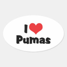 I Love Pumas Oval Sticker