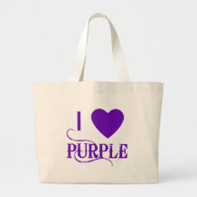 I Love Purple with Purple Heart Canvas Bag