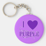 I Love Purple with Purple Heart Keychain