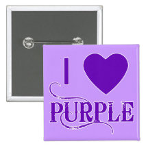 I Love Purple with Purple Heart Pinback Button