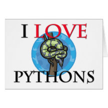 I Love Pythons Greeting Cards