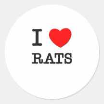 I Love Rats Round Stickers