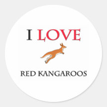 I Love Red Kangaroos Round Stickers