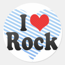 I Love Rock Round Sticker